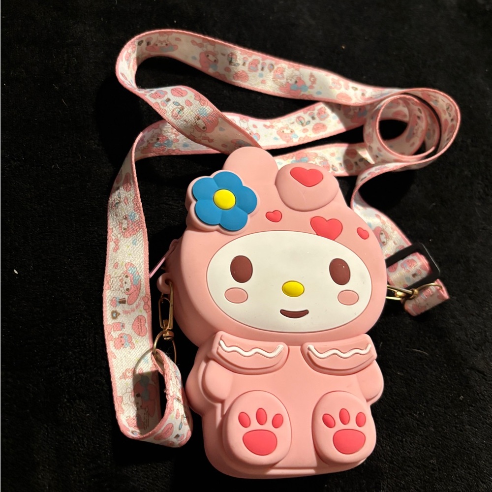 My Melody Silicone Pink Character Crossbody Bag. 4”x6” . New